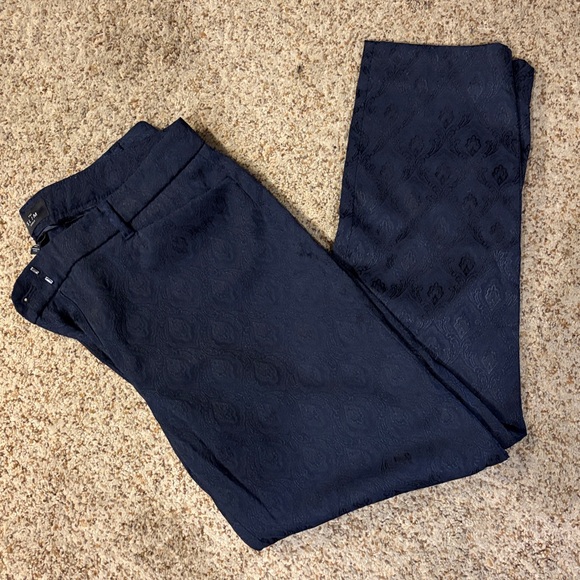 White House Black Market Dark Navy Jacquard Slim Pants size 8 new inseam 26 - Picture 7 of 7